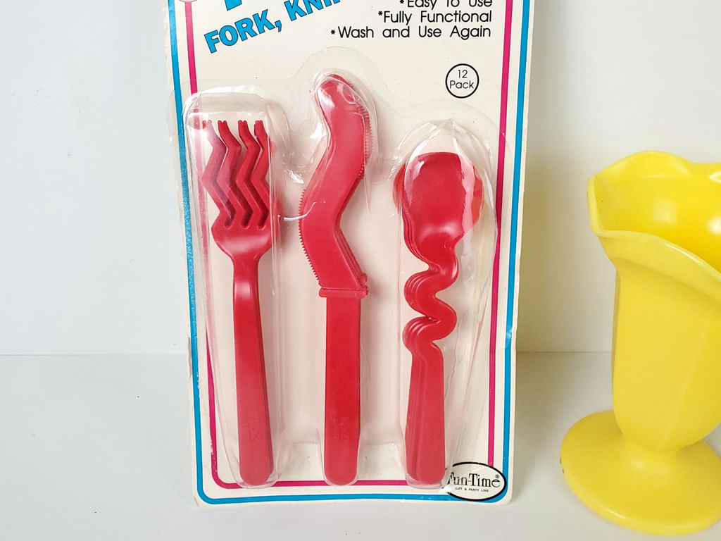 Vintage Krazy Utensils and Yellow Sundae Cups Lot - image 4 of 8