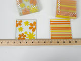 Vintage Retro Floral and Striped Glass Drink Coasters - 2 Set - thumbnail 8 of 8