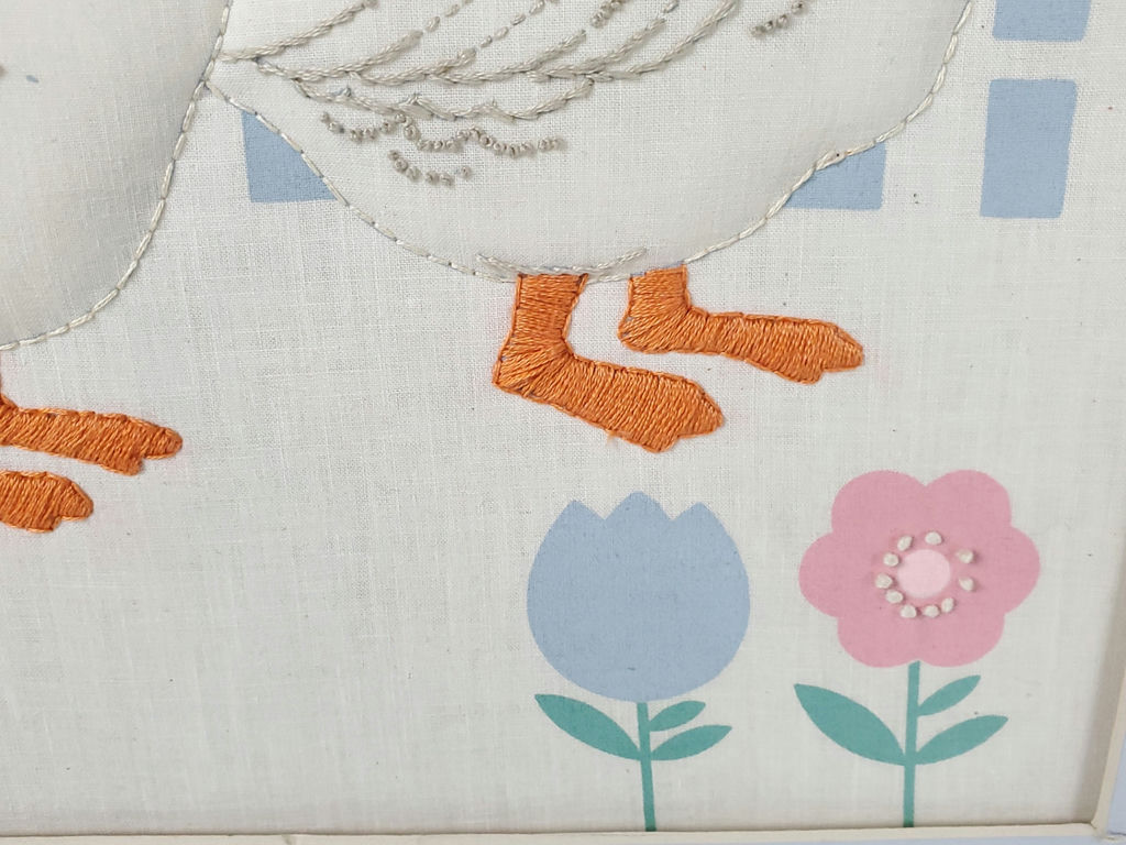 Vintage Country Style Fabric Puffy Applique White Geese Framed Wall Art - image 6 of 10