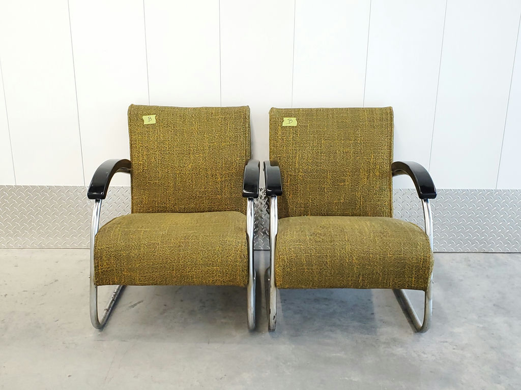 Pair of Vintage Mid-Century Bauhaus Tubular Chrome Lounge Chairs - Pair B - image 13 of 16