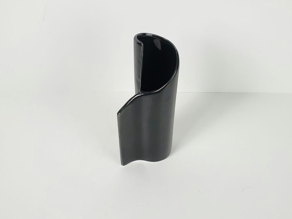 Modernist Black Ceramic Folded Wave Sculptural Ikebana Bud Vase - image 2 of 9