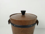 Vintage KMC Japan Solid Wood Barrel Ice Bucket with Leather Accents - thumbnail 4 of 10