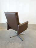 Vintage Mid-Century Brown Faux Leather Swivel Armchair - thumbnail 5 of 11