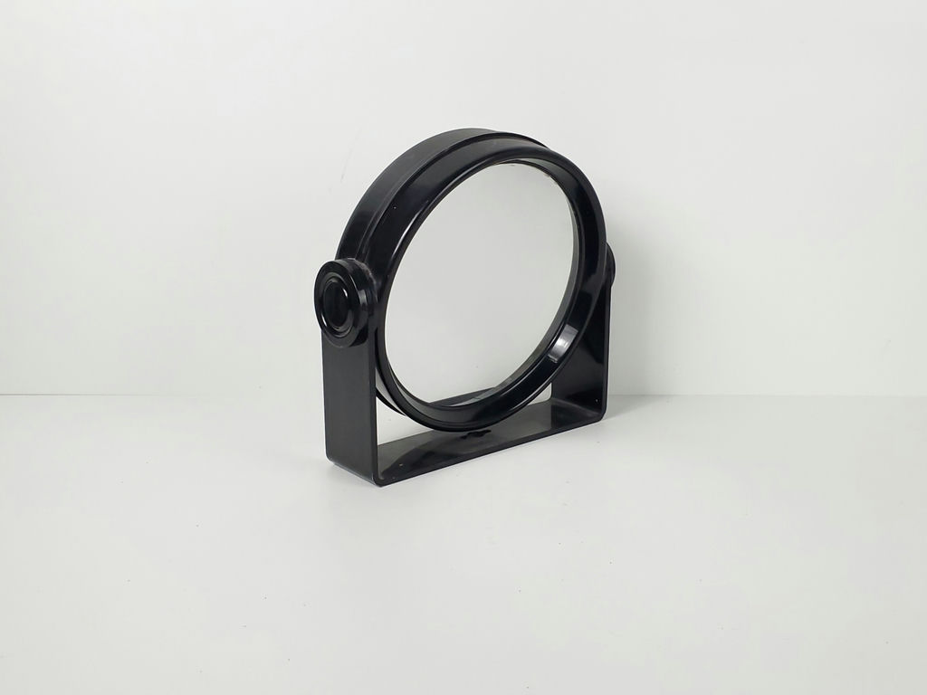Vintage Black Plastic Swivel Double Sided Countertop Vanity Makeup Mirror - image 1 of 7