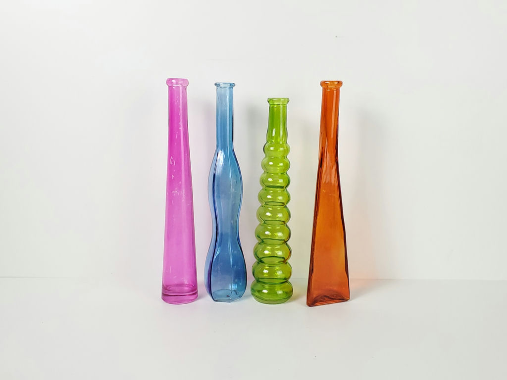 Vintage Mid-Century Colorful Geometric Glass Bud Vases - Set of 4 - image 1 of 8
