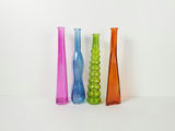 Vintage Mid-Century Colorful Geometric Glass Bud Vases - Set of 4 - thumbnail 1 of 8