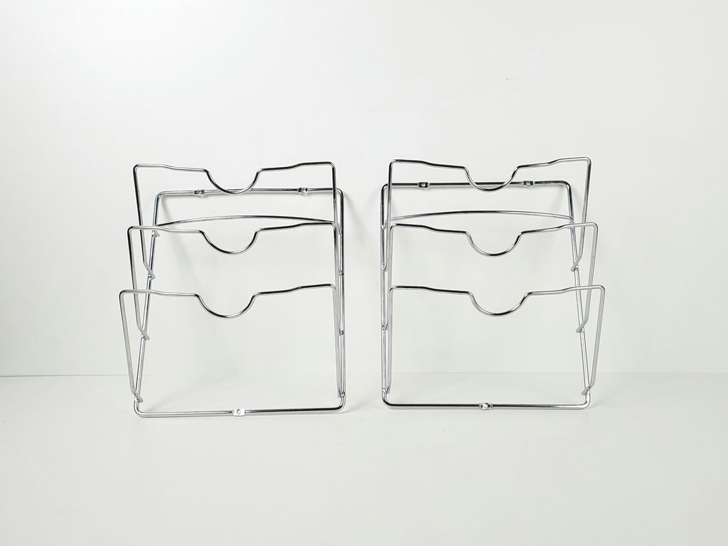 Vintage Mid-Century Chrome Wire Wall Mounted Magazine Racks - Pair - image 3 of 7
