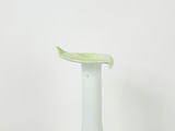 Vintage White Opaque Glass Floriform Trumpet Bud Vase Lime Green Rim - thumbnail 7 of 7