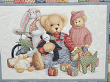 Vintage Teddy Bear Nursery Toy Box Quilt Stretched Frame Wall Art - thumbnail 7 of 13