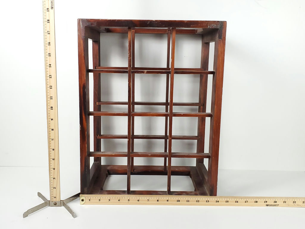 Vintage Wooden Multi Slot Countertop Wine Rack Industrial Grid Bottle Holder - image 6 of 7