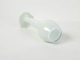 Vintage White Opaque Glass Floriform Trumpet Bud Vase Lime Green Rim - thumbnail 4 of 7