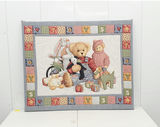 Vintage Teddy Bear Nursery Toy Box Quilt Stretched Frame Wall Art - thumbnail 1 of 13