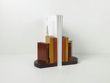 Vintage Wooden Faux Book Bookends Library Tabletop Display Stand Pair - thumbnail 1 of 9