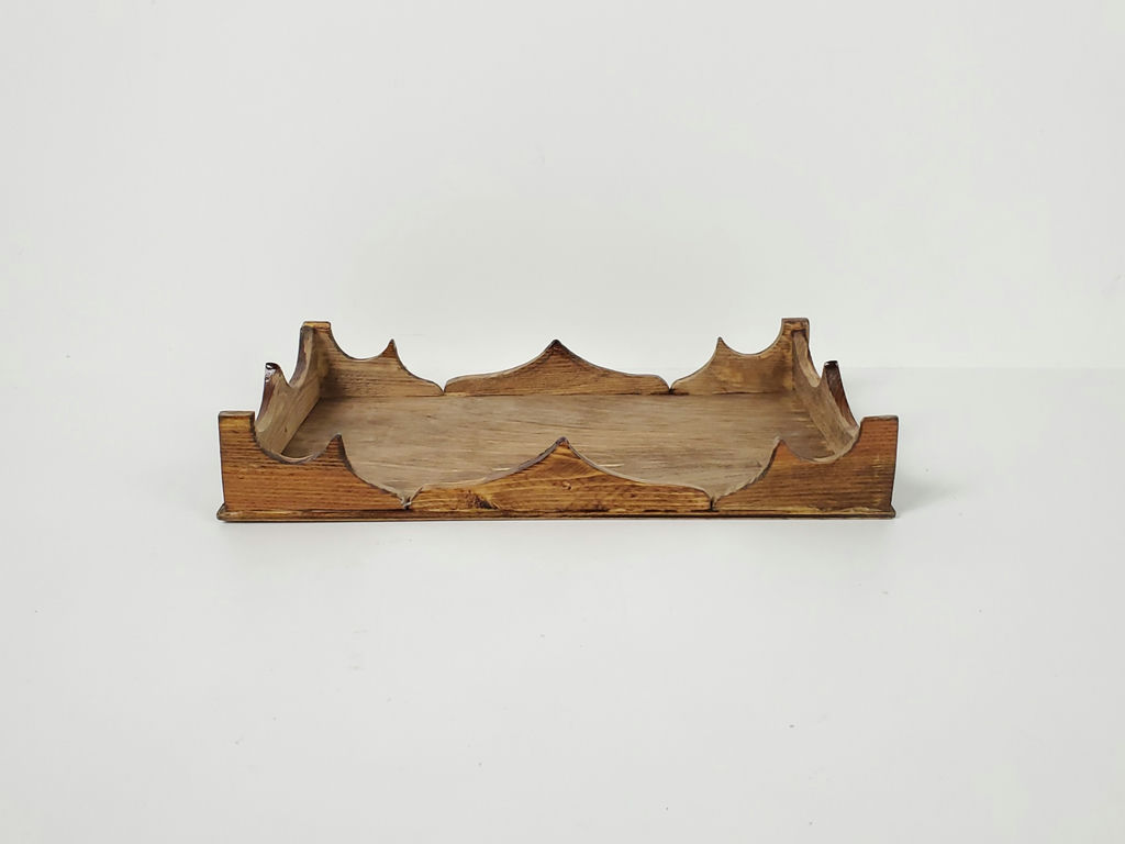 Vintage Handcrafted Scalloped Crown Wooden Napkin Serving Tray - image 2 of 8