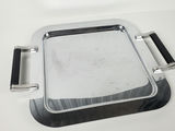 Torre & Tagus Chrome Serving Platter with Black Leather Handles - thumbnail 5 of 10