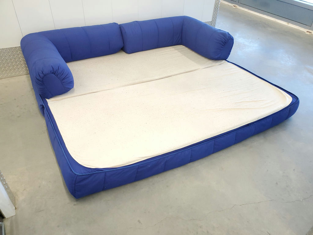 Vintage 1980s IKEA Grinda Blue Quilted Convertible Sofa Bed - image 16 of 18