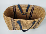 Boho Woven Straw Wicker Market Tote Bag Leather Handles Picnic Basket - thumbnail 6 of 9