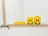 Vintage Yellow Plastic Smiley Face 3 Piece Bathroom Accessory Vanity Set - thumbnail 7 of 7