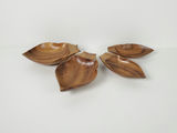 Vintage Mid-Century Monkey Pod Coconut Wood Leaf Serving Bowls - Set of 4 - thumbnail 1 of 9