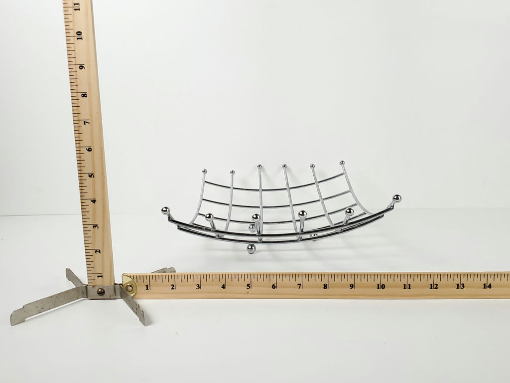 Vintage Mid-Century Atomic Chrome Wire Grid Fruit Basket Centerpiece - image 8 of 9