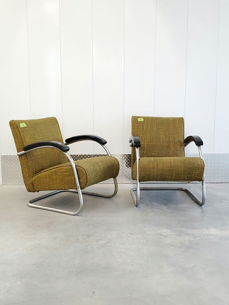 Pair of Vintage Mid-Century Bauhaus Tubular Chrome Lounge Chairs - Pair A - image 12 of 12