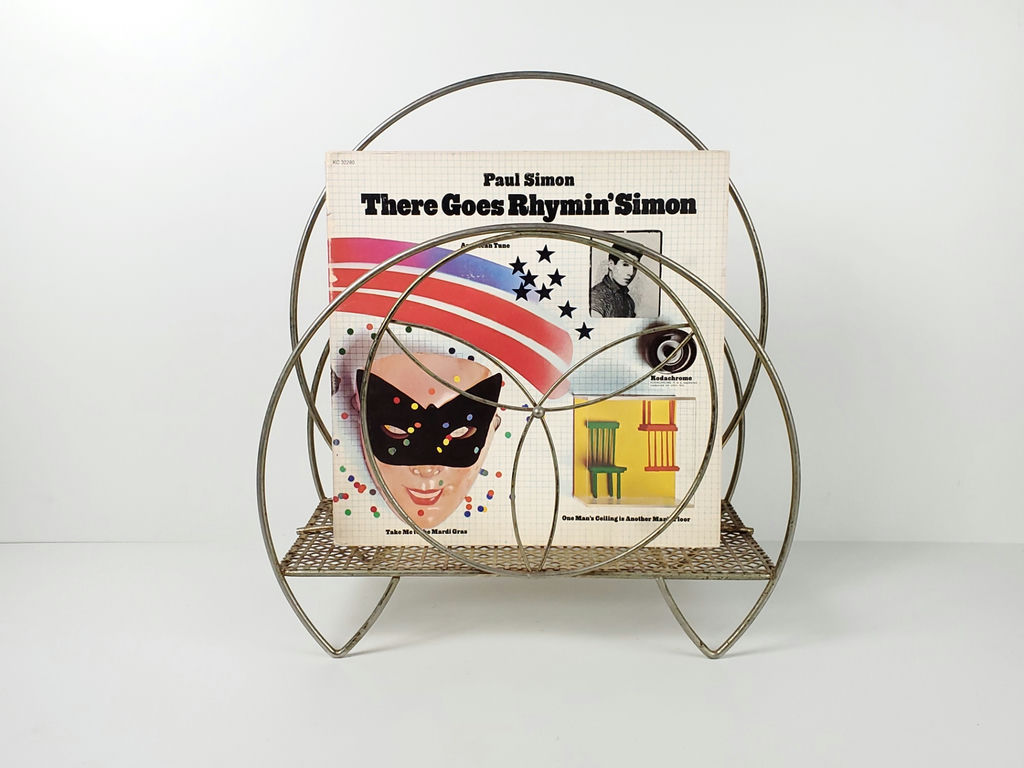 Vintage Mid-Century Modern Brass Wire Hoop Record Magazine Rack - image 8 of 10