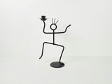 Vintage Memphis Postmodern Black Metal Stick Figure Taper Candle Holder - thumbnail 1 of 7
