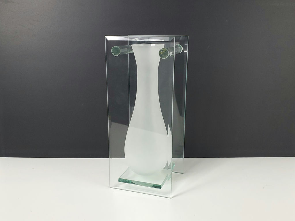 Vintage Leonardo Lifestyle Art Deco Frosted Suspended Clear Glass Panel Vase - image 1 of 9