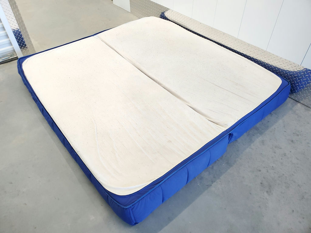 Vintage 1980s IKEA Grinda Blue Quilted Convertible Sofa Bed - image 14 of 18