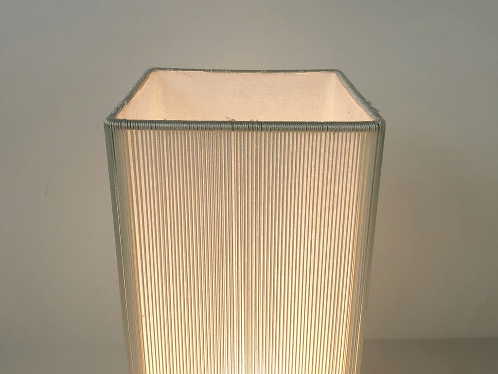 Minimalist Ribbed White Cord Cylinder Table Lamp Wood Base - image 4 of 9
