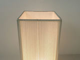 Minimalist Ribbed White Cord Cylinder Table Lamp Wood Base - thumbnail 4 of 9