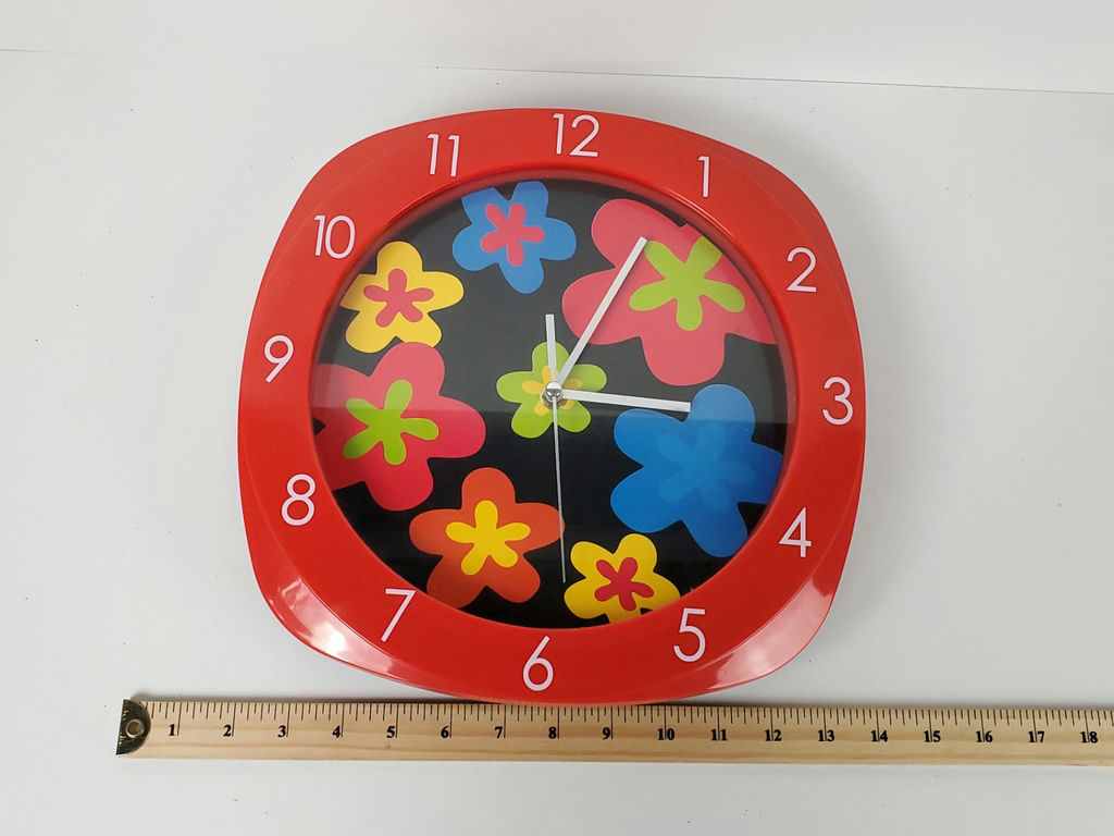 Modern Red Square Floral Print Analogue Quartz Wall Clock Flower Power Accent - image 7 of 7