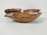 Vintage Mid-Century Monkey Pod Coconut Wood Leaf Serving Bowls - Set of 4 - thumbnail 3 of 9