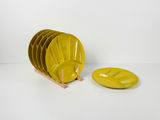 Vintage Japanese Chartreuse Yellow Melamine Compartment Fondue Plates - Set of 6 - thumbnail 1 of 7