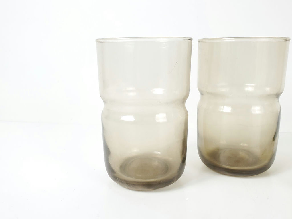 Vintage Mid-Century Smoked Brown Glass Stackable Tumblers - Set of 3 - image 3 of 7