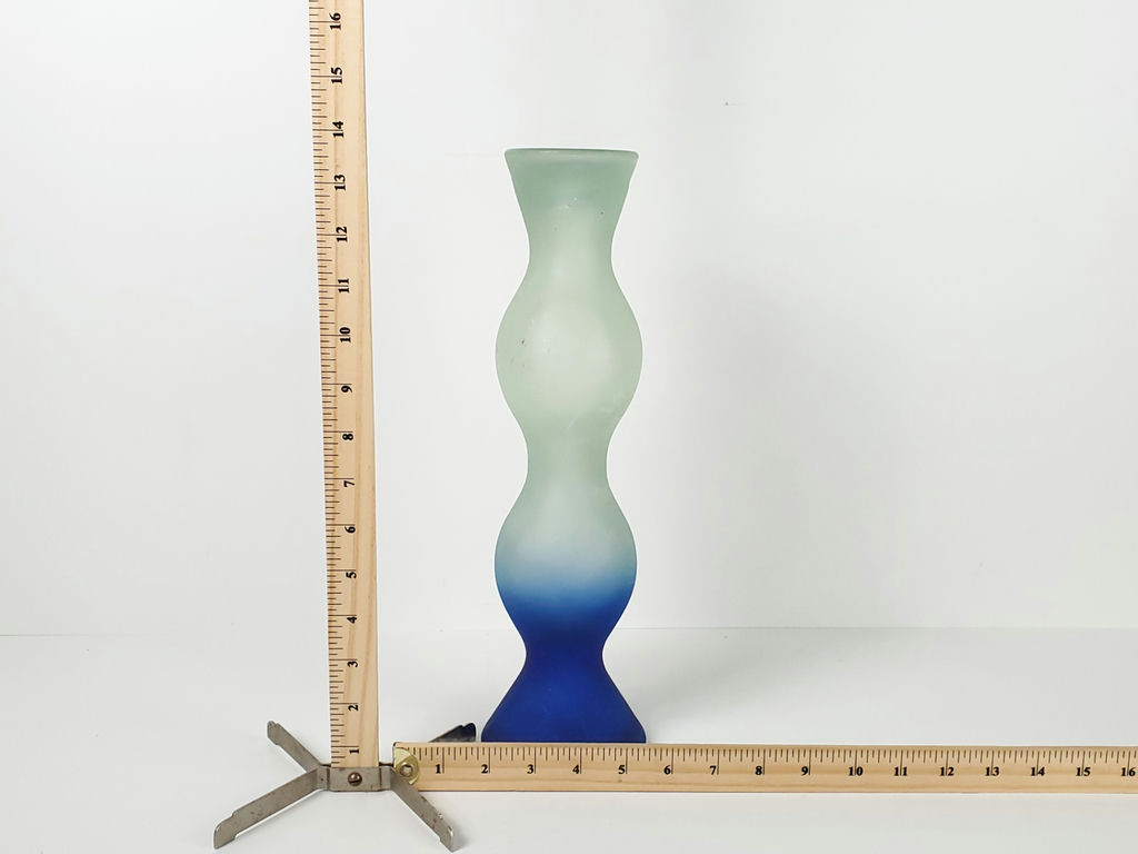 Vintage Spanish Frosted Triple Bulb Art Glass Vase - image 9 of 9