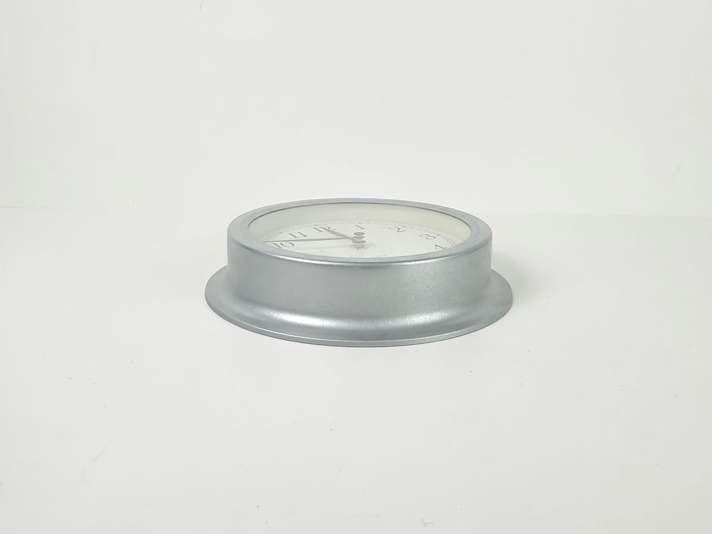 Vintage IKEA Dekad Silver Metal Deep Profile Round Quartz Wall Clock - image 7 of 8