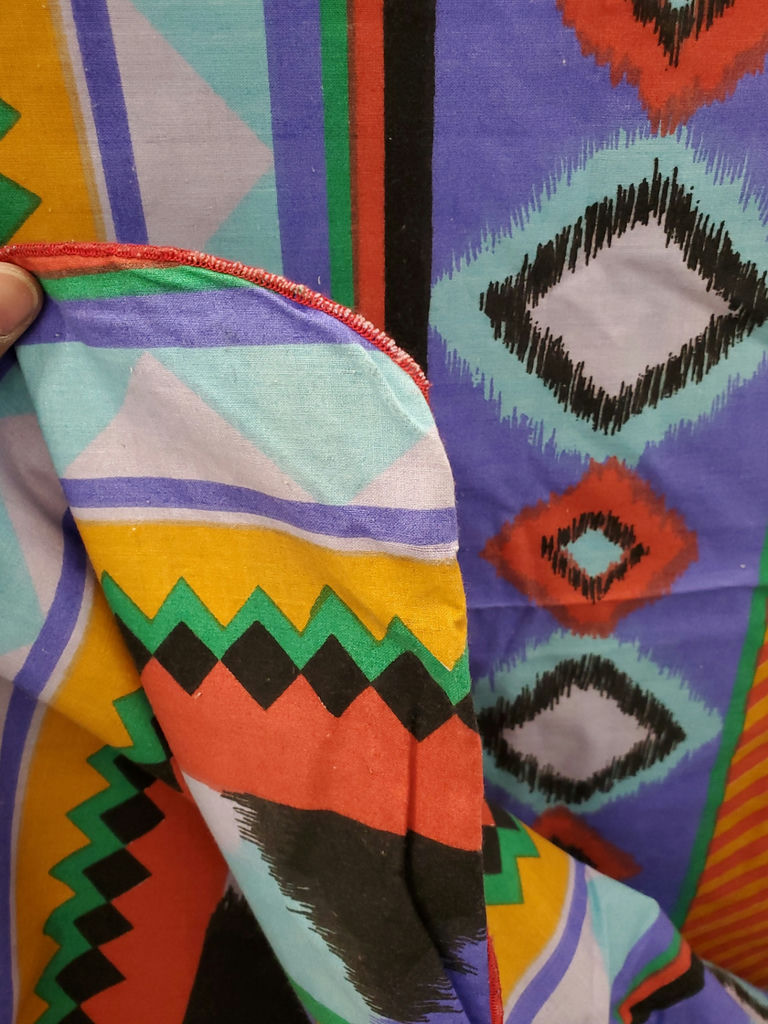 Vintage Southwestern Geometric Aztec Print Cotton Tablecloth Fabric Panel - image 7 of 8