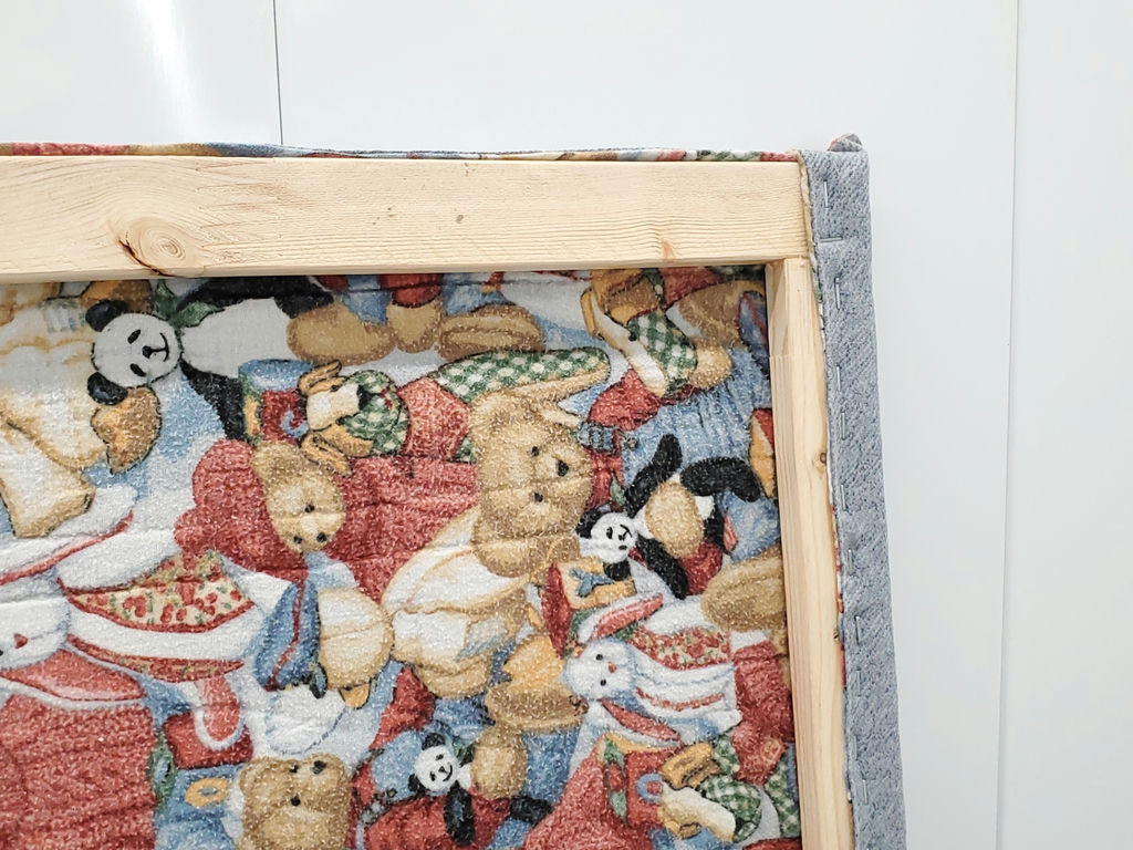 Vintage Teddy Bear Nursery Toy Box Quilt Stretched Frame Wall Art - image 10 of 13