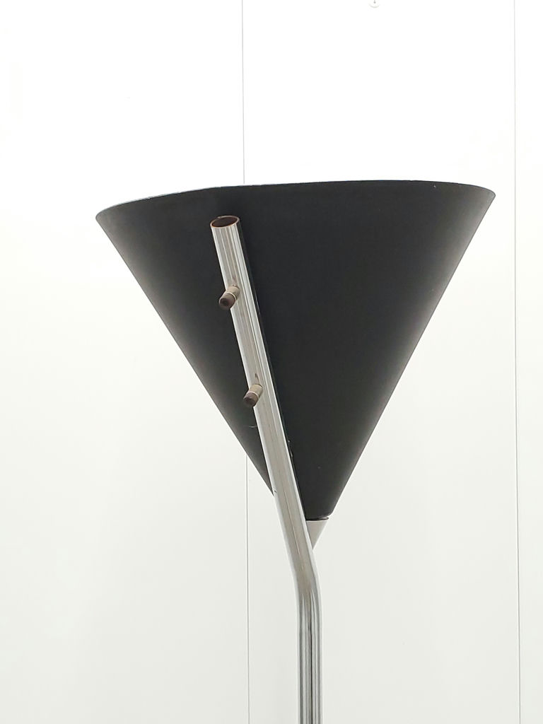 Vintage Robert Sonneman Matte Black Metal Cone Torchiere Floor Lamp - image 6 of 12