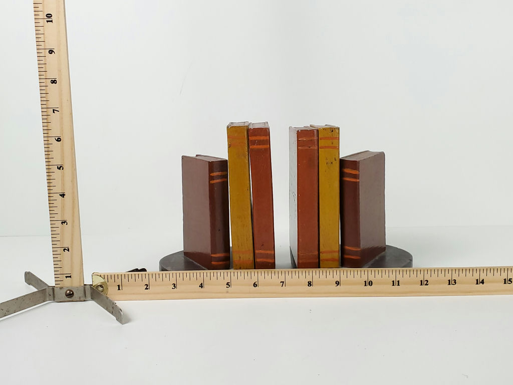 Vintage Wooden Faux Book Bookends Library Tabletop Display Stand Pair - image 8 of 9