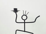Vintage Memphis Postmodern Black Metal Stick Figure Taper Candle Holder - thumbnail 2 of 7