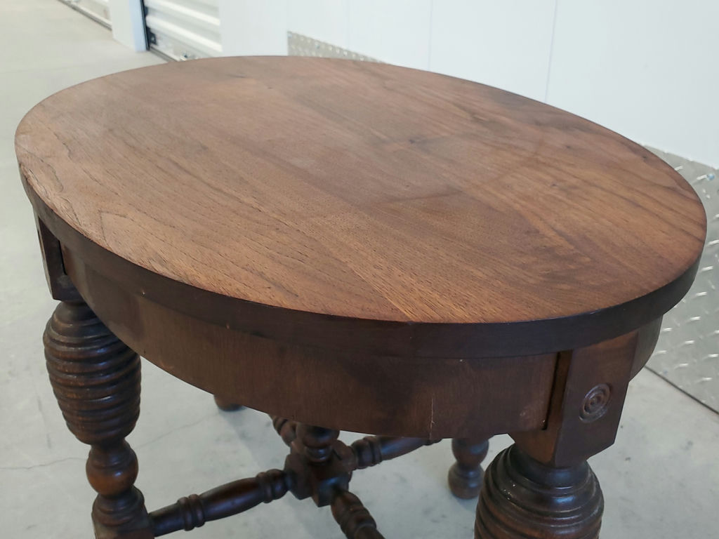 Vintage Antique Style Wooden Oval Side Table with Spindle Legs - image 8 of 13