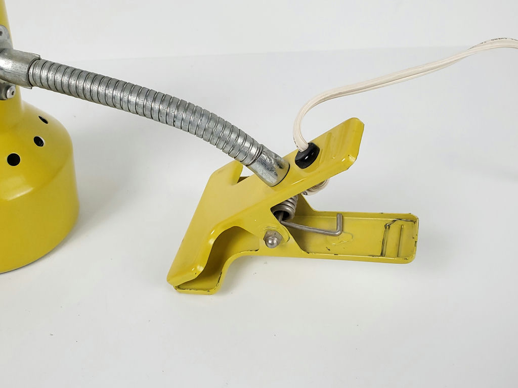 Vintage Yellow Gooseneck Clamp On Desk Lamp Industrial Work Light - image 3 of 6