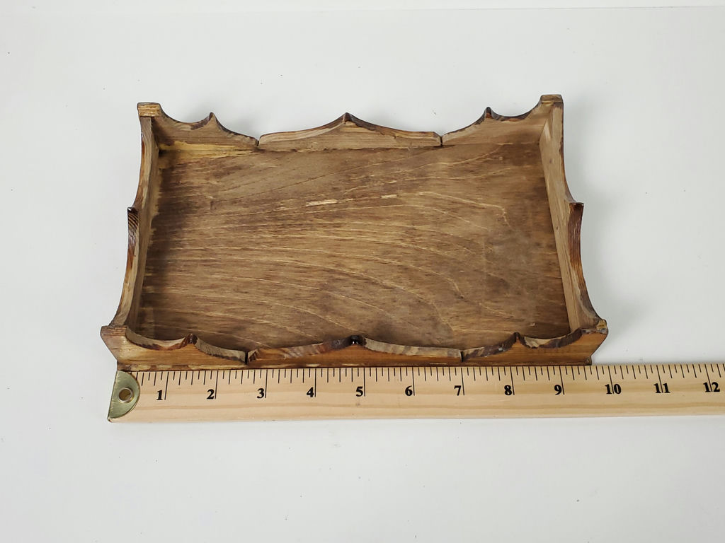 Vintage Handcrafted Scalloped Crown Wooden Napkin Serving Tray - image 7 of 8