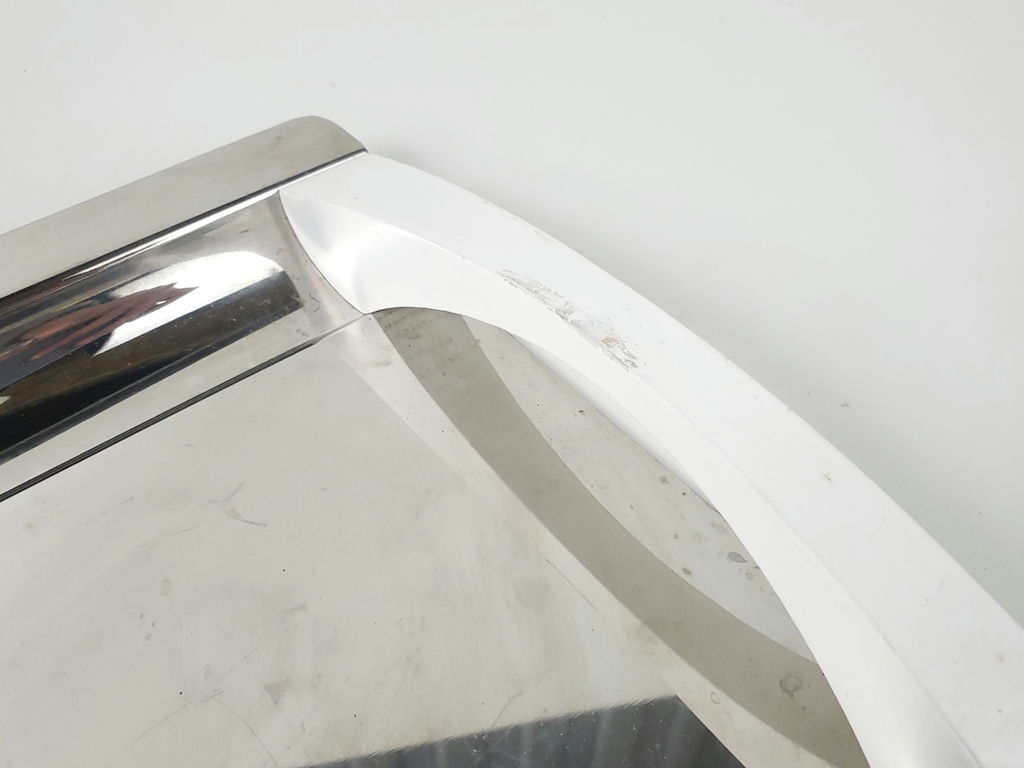 Vintage Mori Italian Stainless Steel Serving Tray with White Handles - image 6 of 10
