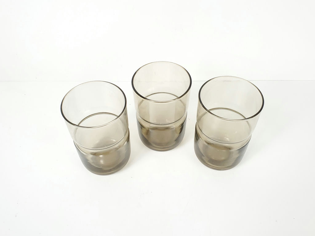 Vintage Mid-Century Smoked Brown Glass Stackable Tumblers - Set of 3 - image 2 of 7