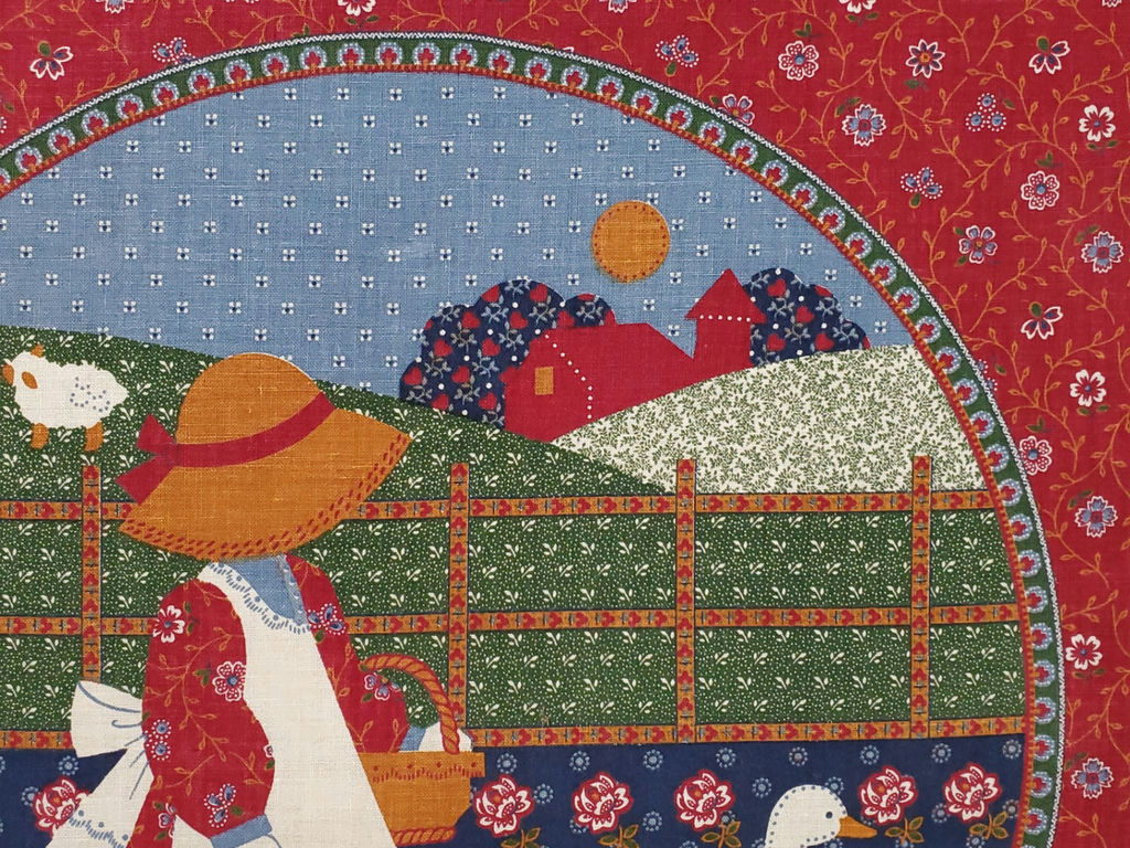 Vintage Sunbonnet Sue Calico Fabric Stretched Wooden Frame Country Wall Art - image 5 of 7