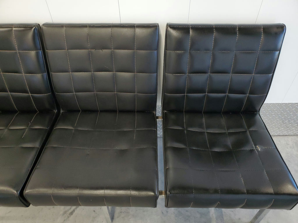 Vintage Mid-Century Modern Tufted 3-Seat Chrome Bench Sofa - image 6 of 16