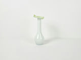 Vintage White Opaque Glass Floriform Trumpet Bud Vase Lime Green Rim - thumbnail 1 of 7
